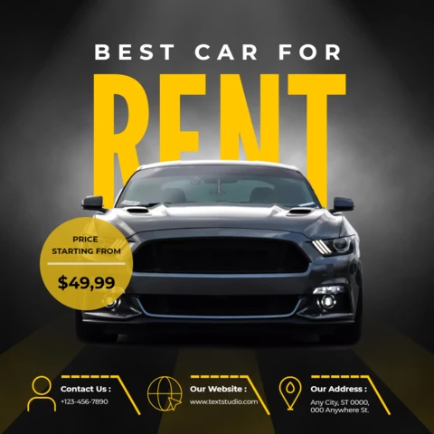Black and Orange Car Rental Promotion Facebook Post