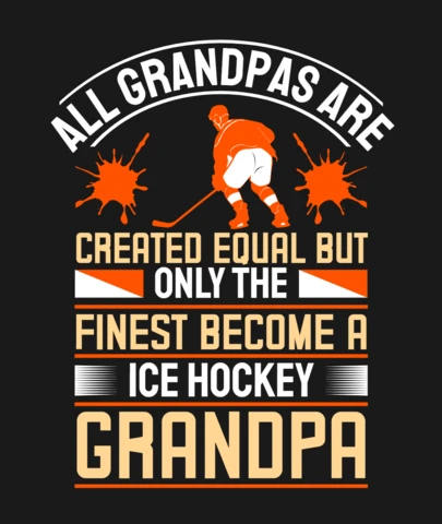 Only The Finest Become Ice Hockey Grandpa T-Shirt Design Template