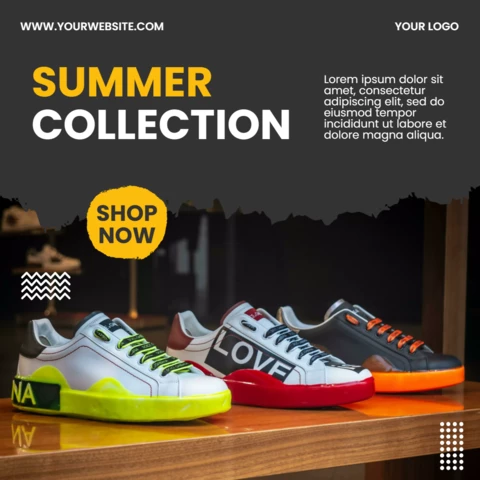 Sneakers summer collection sale banner social media post design template