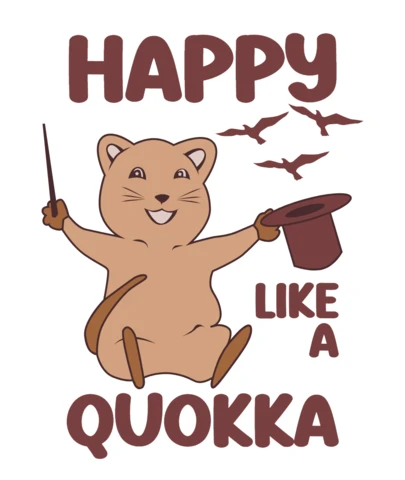 Glücklicher Quokka-Cartoon-Design-Vorlage mit Zauberhut und Vögeln