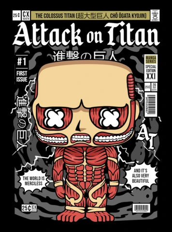 Attack On Titan Cartoon Character Magazine Cover Design Template