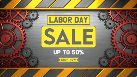 Modelo de venda do dia do trabalho em estilo industrial - design editável para promoções