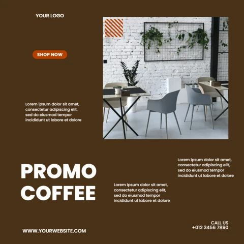 Plantilla de diseño de post promocional en redes sociales para cafeterías