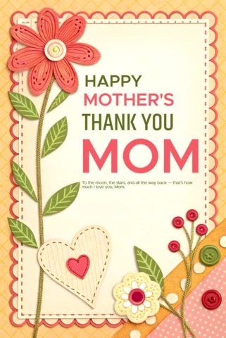 Whimsical Floral Mother's Day Design Template – Editable Thank You Card