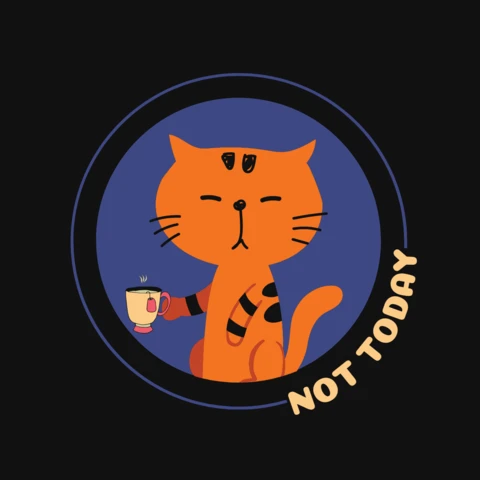 Not Today Cute Cat T-Shirt Design Template