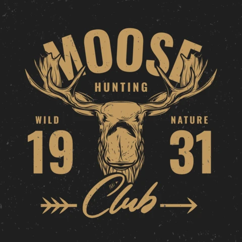 Moose Hunting Club T-Shirt Design Template