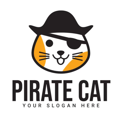Pirate Cat Logo Design Template