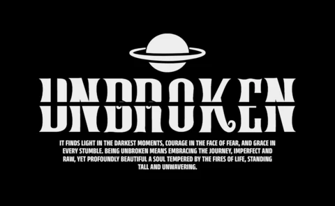 Ungebrochene fette Typografie mit Planetensymbol und Resilienz-Zitat T-Shirt-Designvorlage