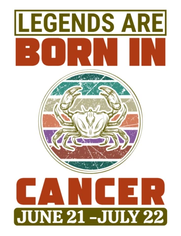 Retro Vintage Cancer Zodiac Design Template: Legends Are Born in Cancer