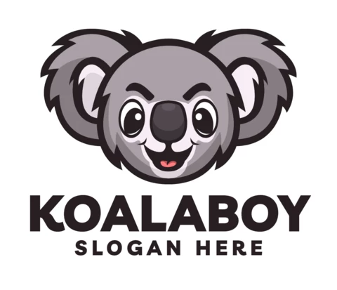 Koala Head Mascot Logo Design Template