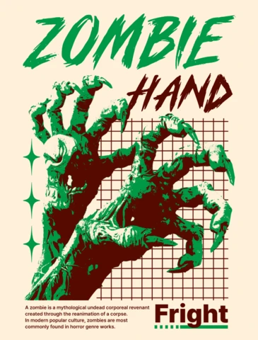 Szablon retro projektu ręki zombie na odzież halloweenową
