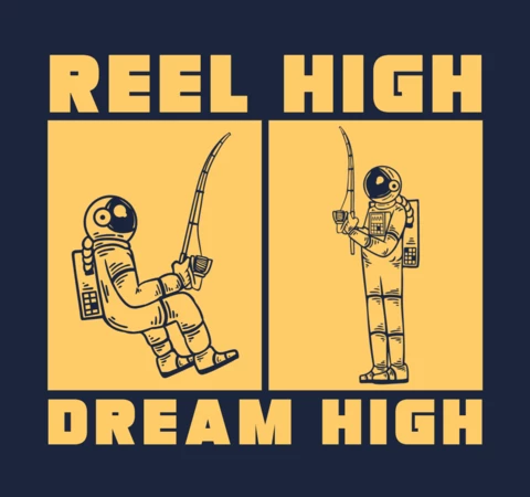 Astronaut Fishing Vintage T-shirt Design Template