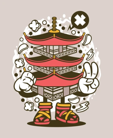 Pagoda Tower Cartoon Character Design Template