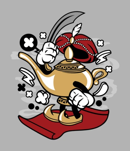 Modèle de personnage de bande dessinée pour la lampe magique d'Aladdin