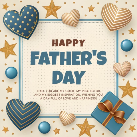 Father's Day Heart and Star 3D Design Template