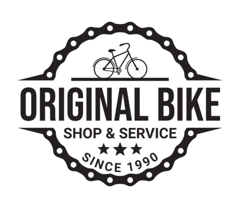 Modelo de design de logotipo de loja e serviço de mountain bike