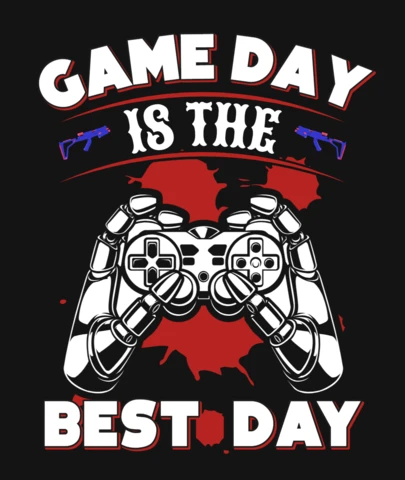 Game dag is de beste dag robot handen video game controller t-shirt ontwerpsjabloon