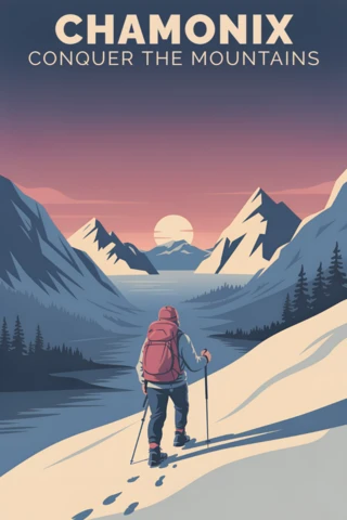 Modelo de design de aventura para cartaz de trilha na montanha