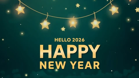 Hello 2026 Happy New Year Star Lights Design Template