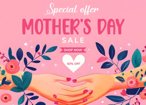 Modèle de vente pour la fête des mères - illustrations florales et manuelles vibrantes