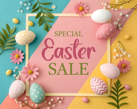 Modèle éditable de vente de Pâques sur le thème du printemps