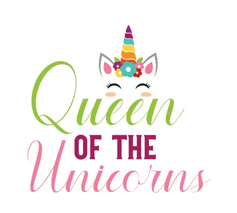 Queen Of The Unicorn Typography T-shirt Design Template