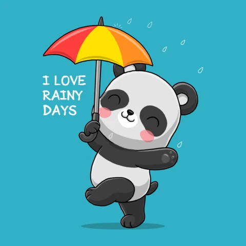 Editable Cute Panda Rainy Days Design Template