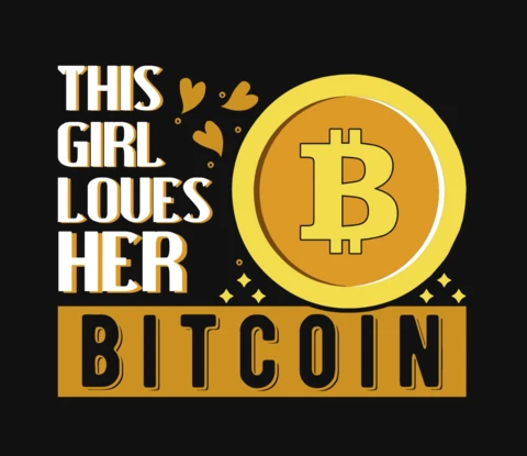 This Girl Loves Her Bitcoin T-Shirt Design Template