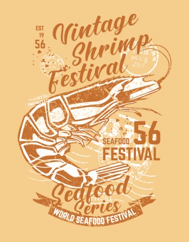 Vintage Shrimp Festival T-Shirt Design Template