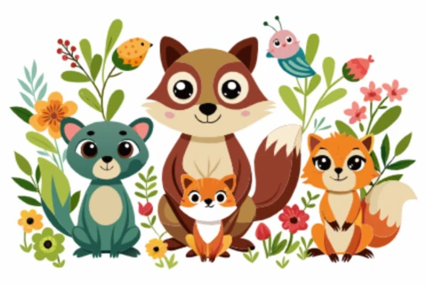 Modèle de dessin d'animaux fantaisistes pour les projets d'enfants