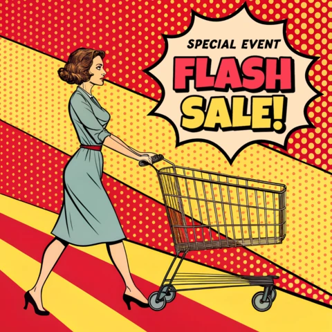 Plantilla de diseño de venta flash de arte pop para volantes promocionales