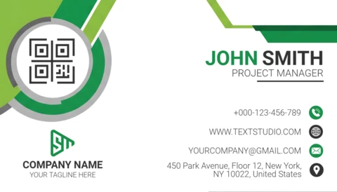 Carte de visite moderne avec des accents verts, design épuré pour modèle de branding d'entreprise.