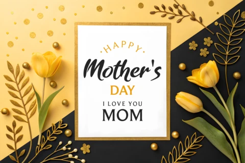 Elegant Mother's Day Greeting Card Template Design with Floral Accents