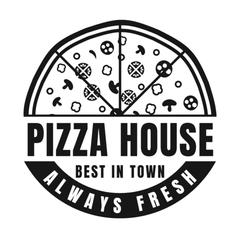Modello di design del logo della pizzeria fresca