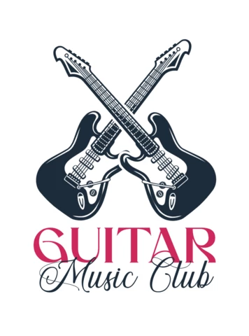 Modèle de conception de logo de club de musique de guitare