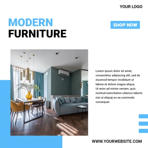 Blue Modern Collage Instagram Ad Post Design Template