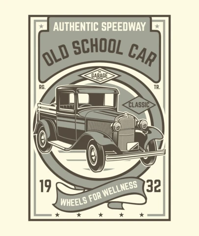 Old School Car T-Shirt Design Template