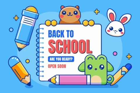 Diseño de monstruo lindo kawaii para plantillas de volantes para niños de regreso a clases