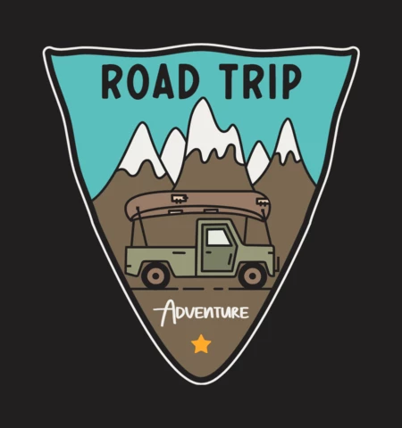 Road Trip Adventure Mountains Badge Template Design