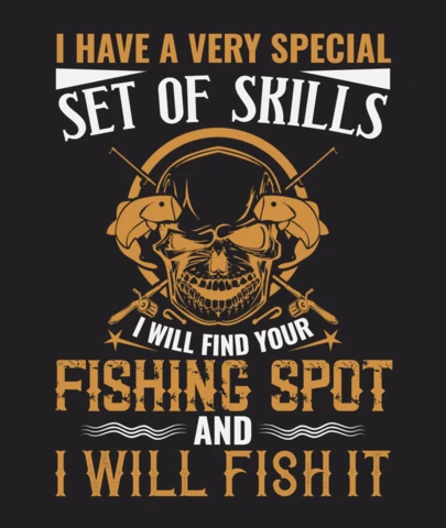 Teschio di pesca set di abilità di pesca spot t-shirt modello di design