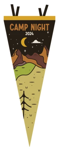 Diseño de plantilla de banderín de noche de campamento