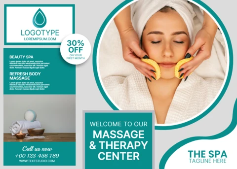 Modern Spa Design Template for Massage and Therapy Center Promotions