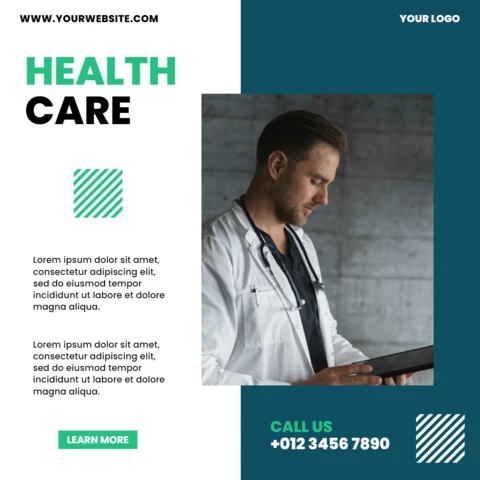 Two-Tone Medical Advertising Social Media Post Design Template