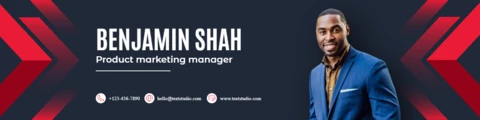 Navy and Red Minimalist Marketing LinkedIn Banner