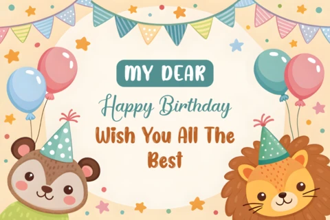 Whimsical Animal Birthday Design Template for Editable Celebrations