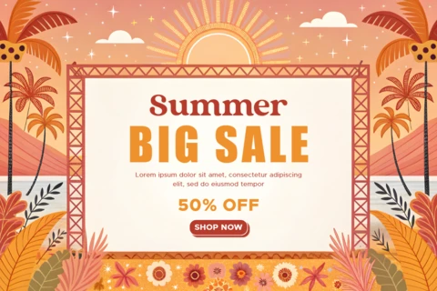 Summer Sale Promotional Template - Vibrant Tropical Design for Eye-Catching Marketing