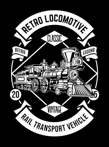 Retro Locomotive Rail Transport Vehicle T-shirt Design Template