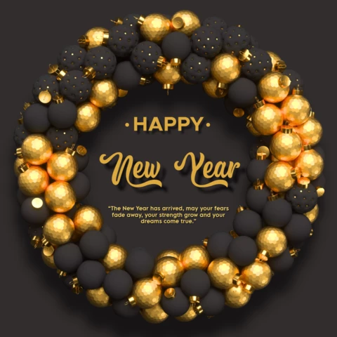 Post di instagram di buon anno minimalista in oro e nero