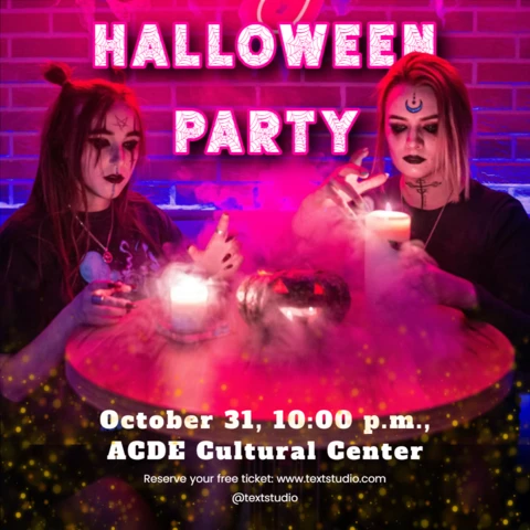 Pink Spooky Halloween Party Instagram Post Tempelete