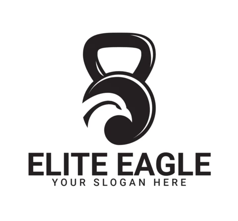 Modelo de design do logotipo da academia Elite eagle fitness kettle bell